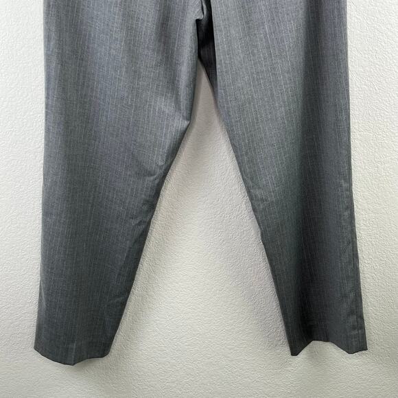 Calvin Klein Gray Pinstripe Straight-Leg High Rise Cropped Trouser Pants 14 NWT - Picture 9 of 14